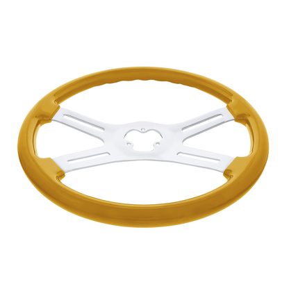 18" Candy Color 4 Spoke Steering Wheel - Electric Yellow