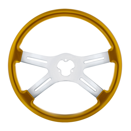 18" Candy Color 4 Spoke Steering Wheel - Electric Yellow