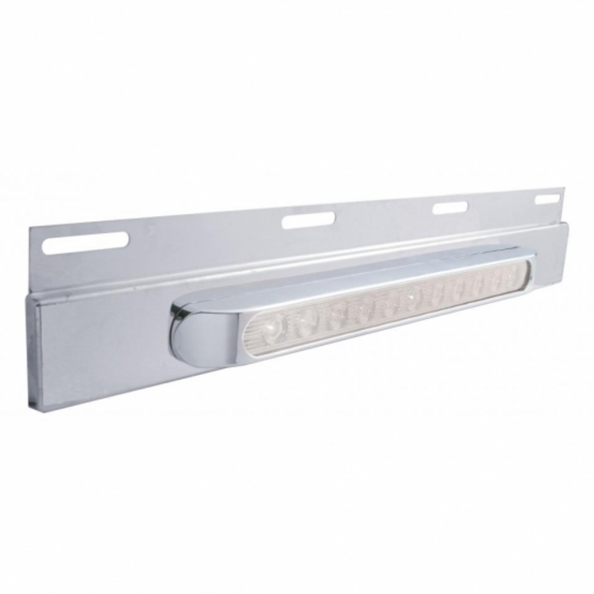 Stainless Top Mud Flap Plate With 11 LED 17" Light Bar & Bezel - Amber LED/Clear Lens (Each)