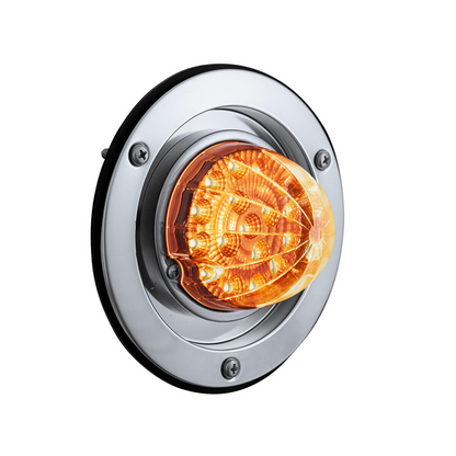 17 LED Dual Function Watermelon Reflector Light Sleeper Bunk Kit With 304 SS Bezel-Amber LED/Clear Lens