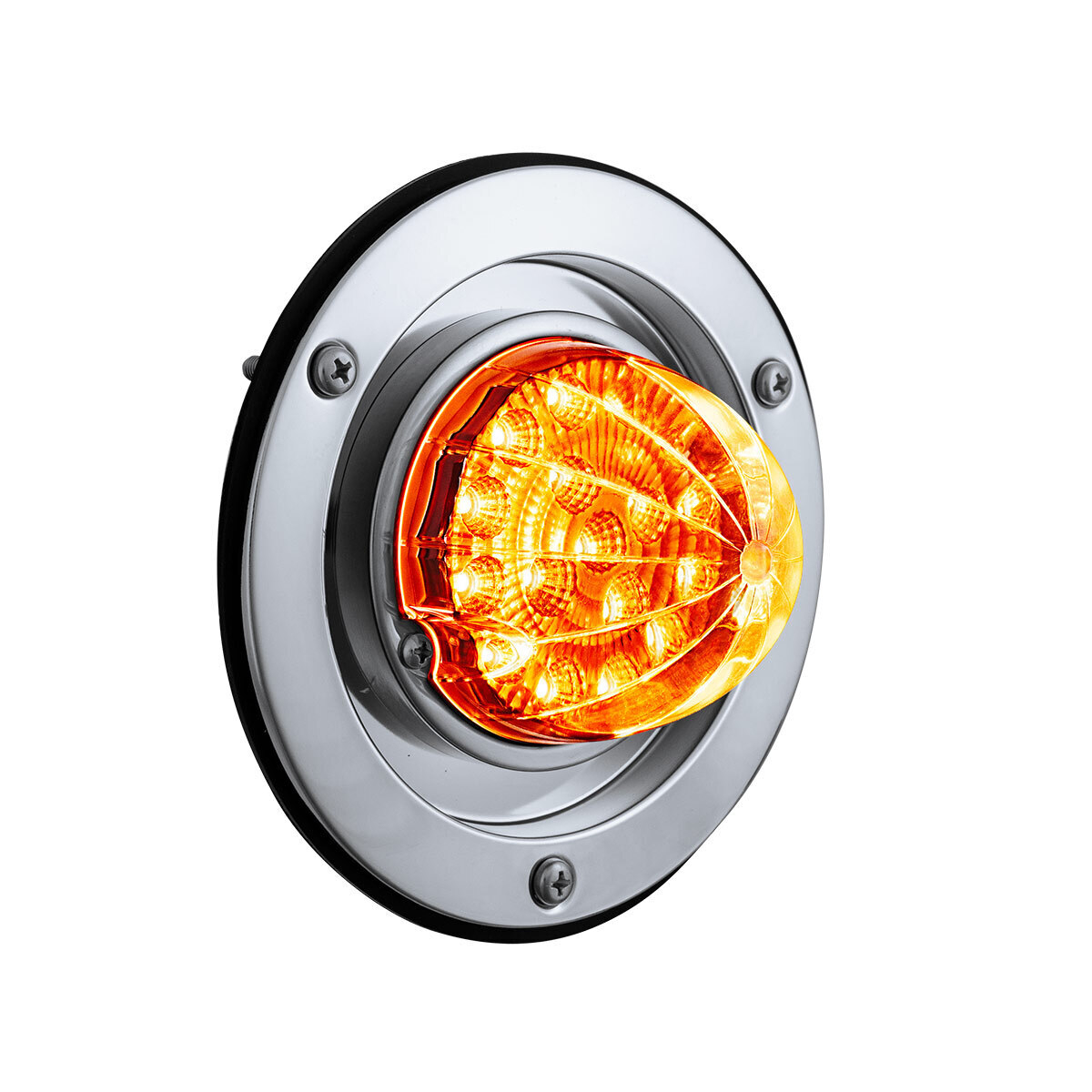 17 LED Dual Function Watermelon Reflector Light Sleeper Bunk Kit With 304 SS Bezel-Amber LED/Clear Lens