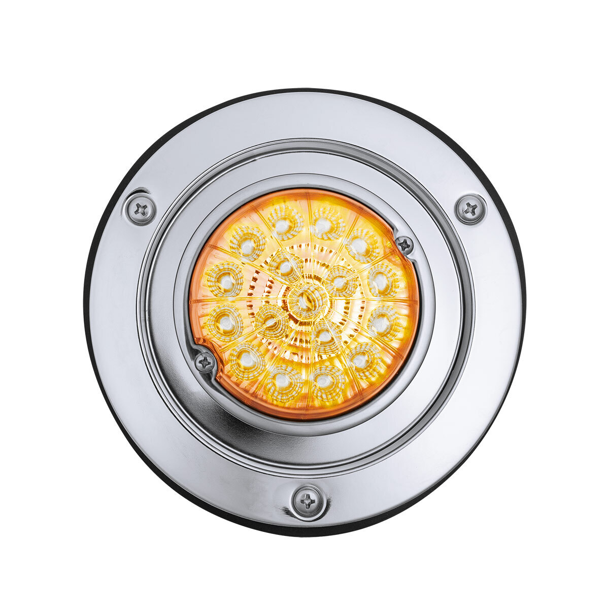 17 LED Dual Function Watermelon Reflector Light Sleeper Bunk Kit With 304 SS Bezel-Amber LED/Clear Lens