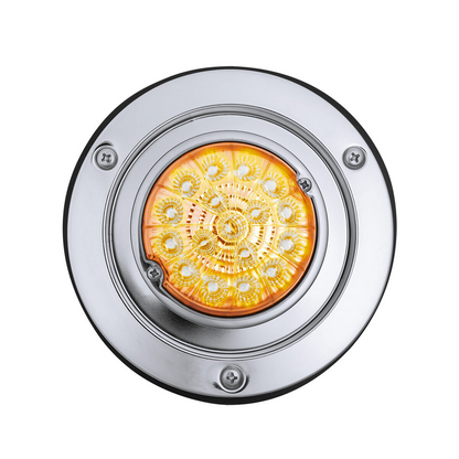 17 LED Dual Function Watermelon Reflector Light Sleeper Bunk Kit With 304 SS Bezel-Amber LED/Clear Lens