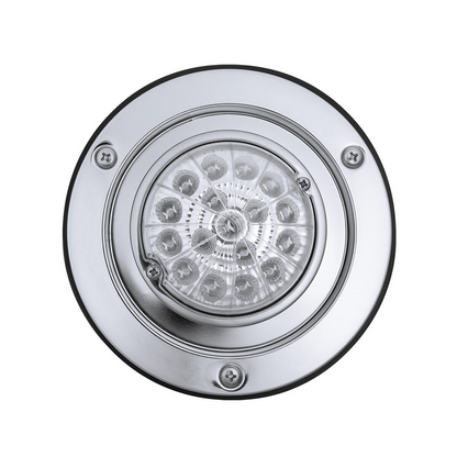 17 LED Dual Function Watermelon Reflector Light Sleeper Bunk Kit With 304 SS Bezel-Amber LED/Clear Lens