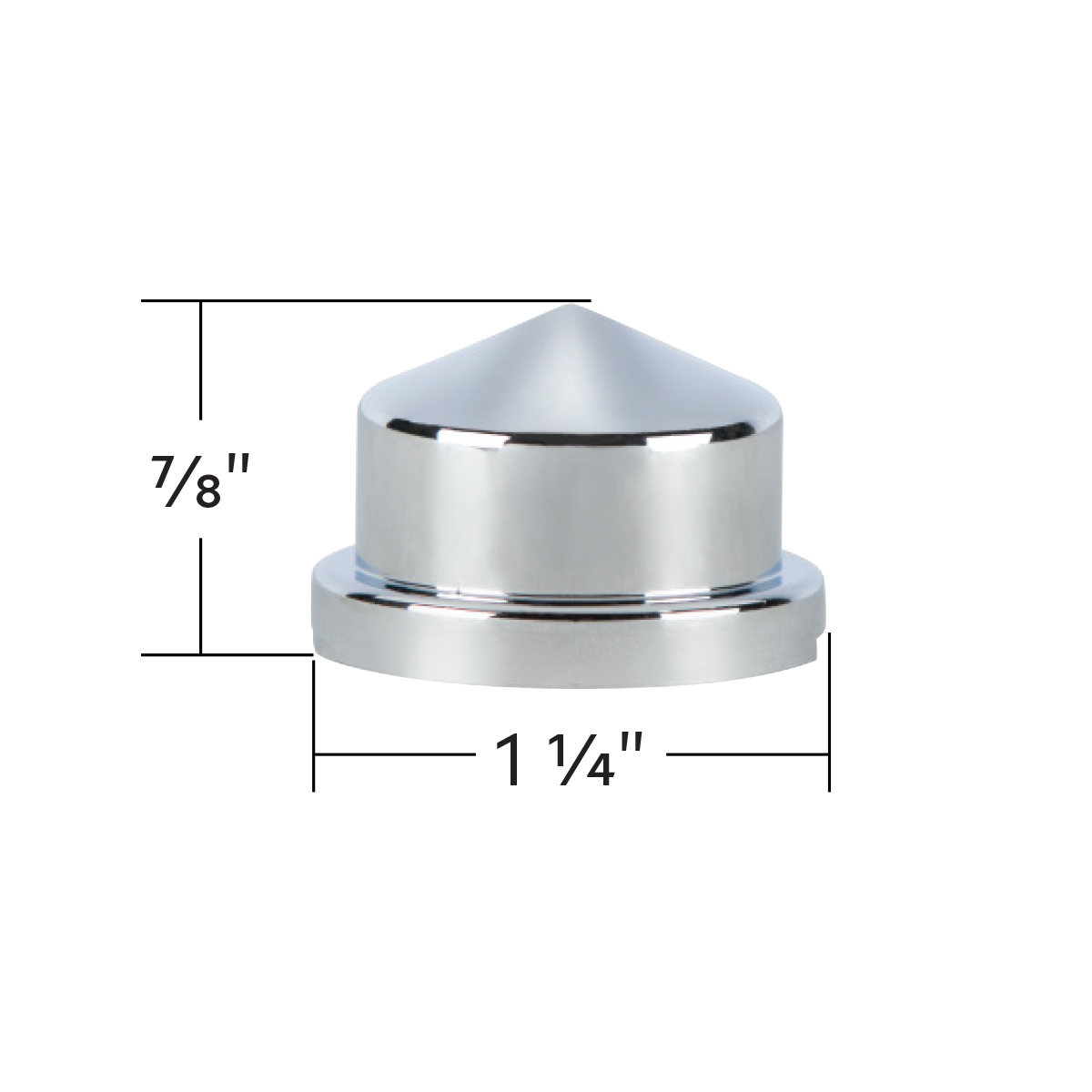 3/4" X 7/8" Chrome Plastic Pointed Nut Covers - Push-On (Color Box of 10)