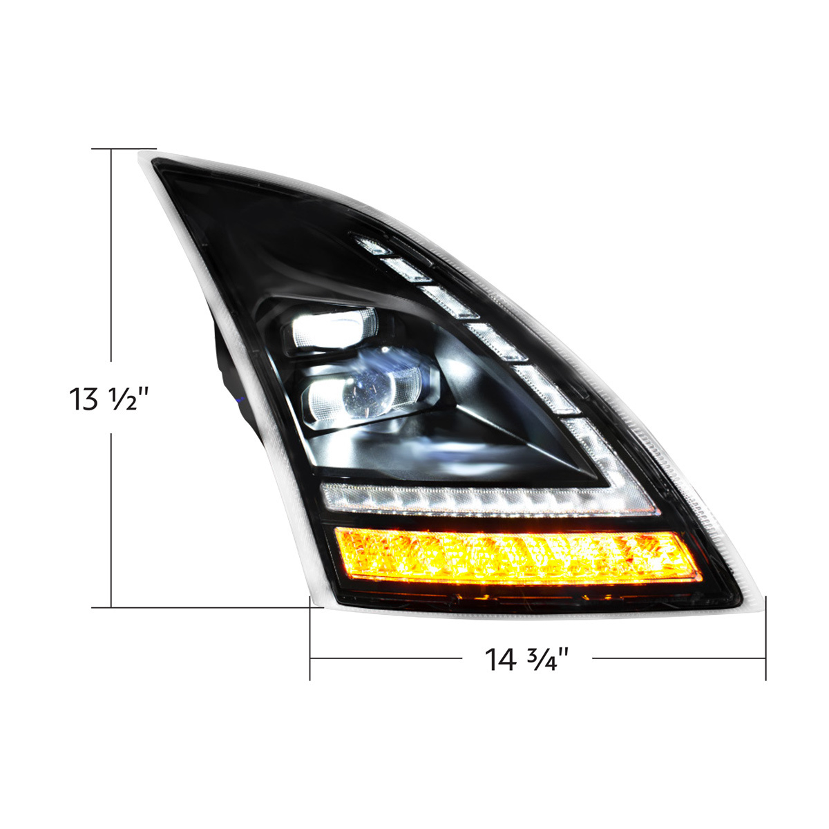 Blackout Full LED Headlight With LED Turn Signal and DRL For 2018-2024 Volvo VNL-Driver and Passenger (2pcs)