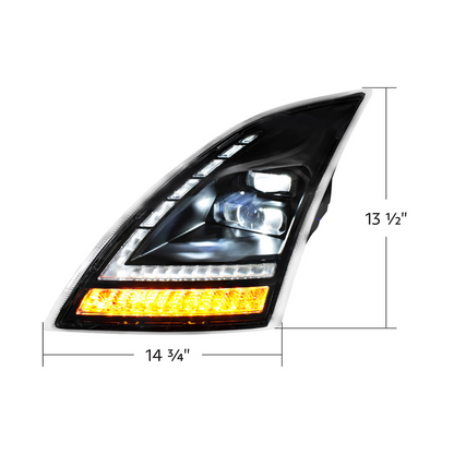 Blackout Full LED Headlight With LED Turn Signal and DRL For 2018-2024 Volvo VNL-Driver and Passenger (2pcs)