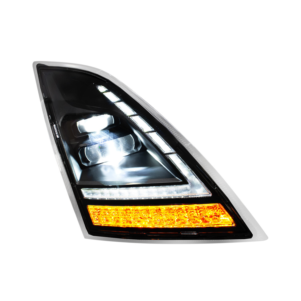 Blackout Full LED Headlight With LED Turn Signal and DRL For 2018-2024 Volvo VNL-Driver and Passenger (2pcs)