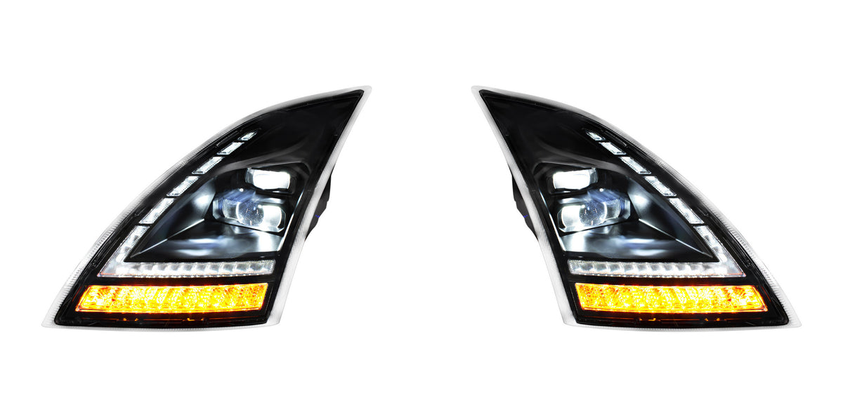 Blackout Full LED Headlight With LED Turn Signal and DRL For 2018-2024 Volvo VNL-Driver and Passenger (2pcs)