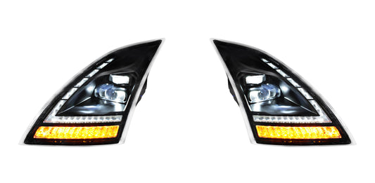 Blackout Full LED Headlight With LED Turn Signal and DRL For 2018-2024 Volvo VNL-Driver and Passenger (2pcs)