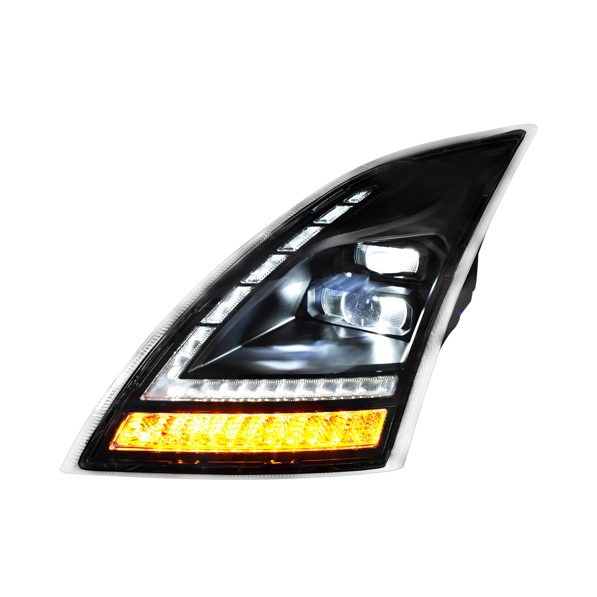 Blackout Full LED Headlight With LED Turn Signal and DRL For 2018-2024 Volvo VNL-Driver and Passenger (2pcs)