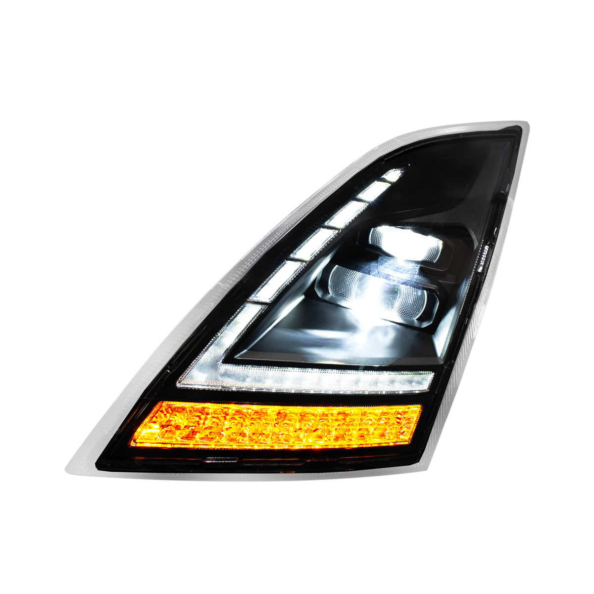 Blackout Full LED Headlight With LED Turn Signal and DRL For 2018-2024 Volvo VNL-Driver and Passenger (2pcs)