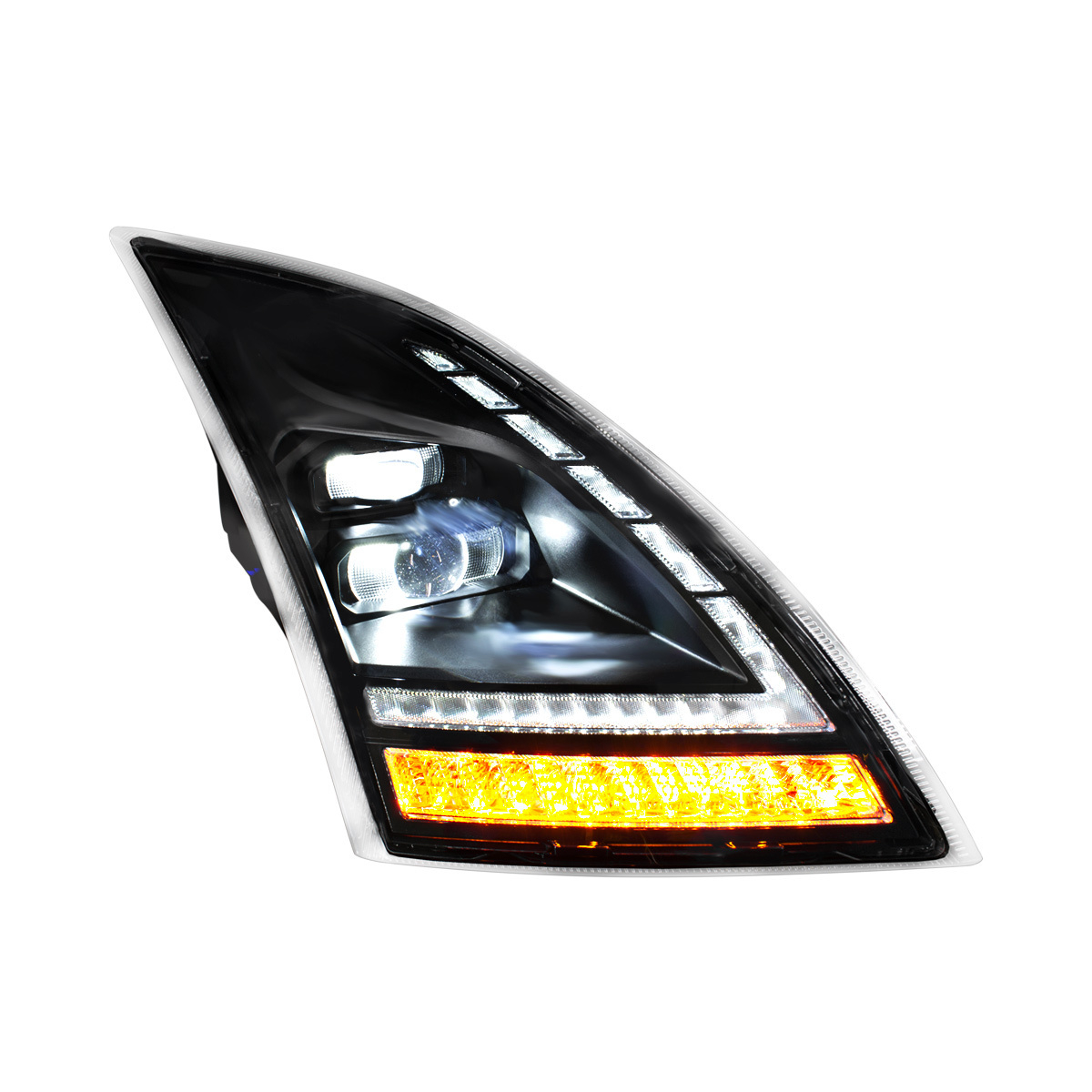 Blackout Full LED Headlight With LED Turn Signal and DRL For 2018-2024 Volvo VNL-Driver and Passenger (2pcs)