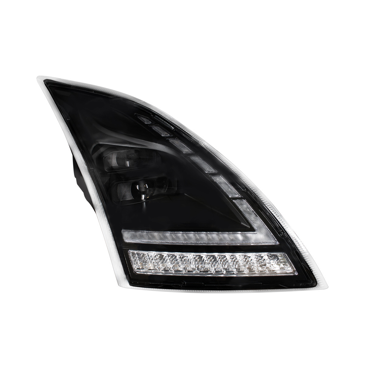 Blackout Full LED Headlight With LED Turn Signal and DRL For 2018-2024 Volvo VNL-Driver and Passenger (2pcs)