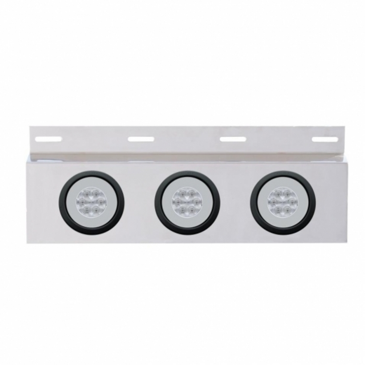 Stainless Top Mud Flap Plate With 3X 21 LED 4" GloLight & Grommets - Red LED/Clear Lens (Each)