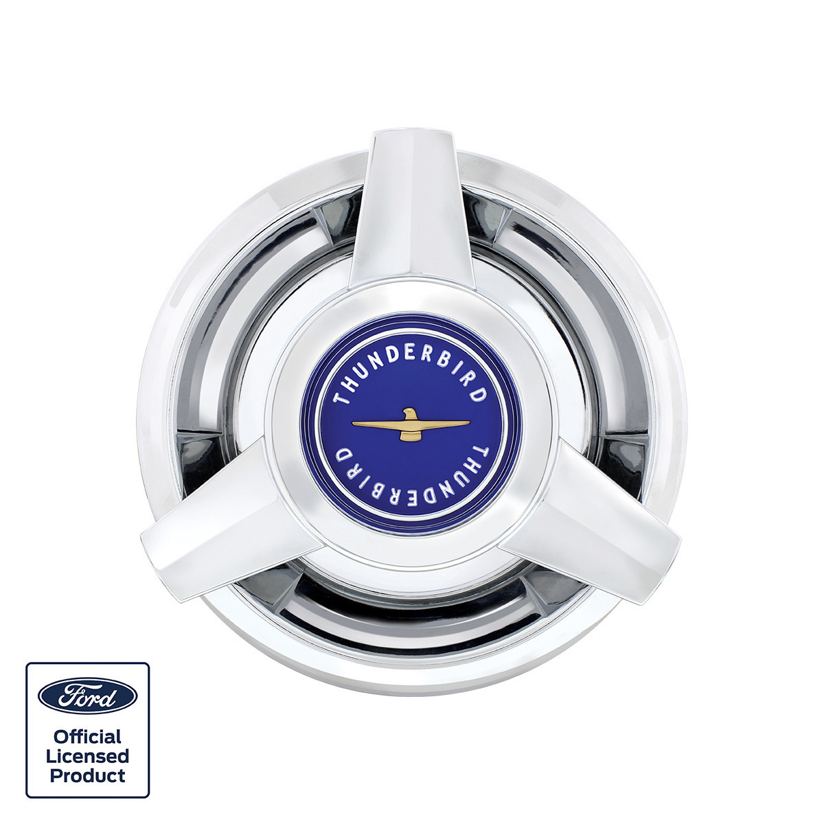 Chrome Hubcap For 1962-63 Ford Thunderbird Wire Wheels - Blue Center