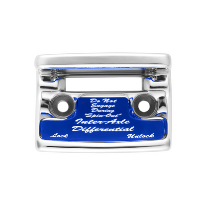 Chrome Plastic Axle/Differential Switch Guard With Glossy Sticker For 1990-2010 Freightliner Classic-Blue
