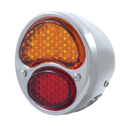 19 LED 6V Tail Light Assembly With 4 LED LP, Light SS Housing For 1928-31 Ford Model A - L/H, Red & Amber Lens