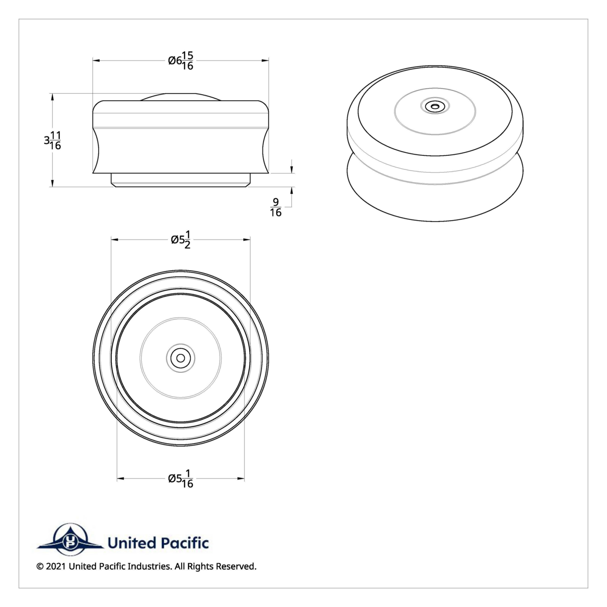 6-3/8" Round Chrome Dome Style Air Cleaner
