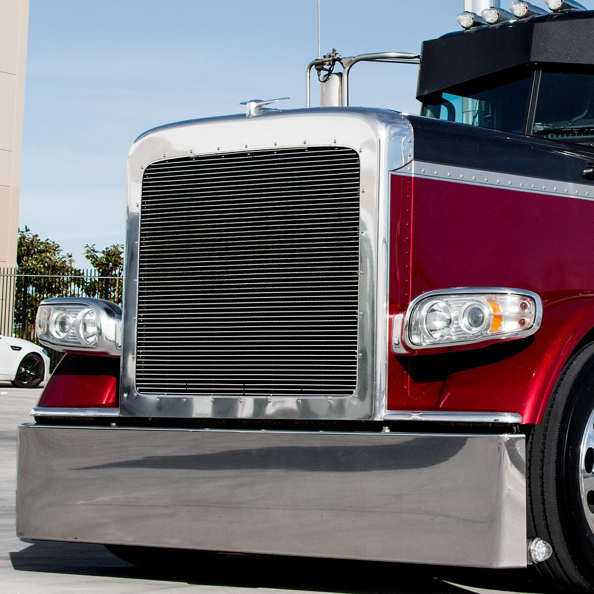 Aluminum Billet Style Grille Insert With Horizontal Bars For Peterbilt 389