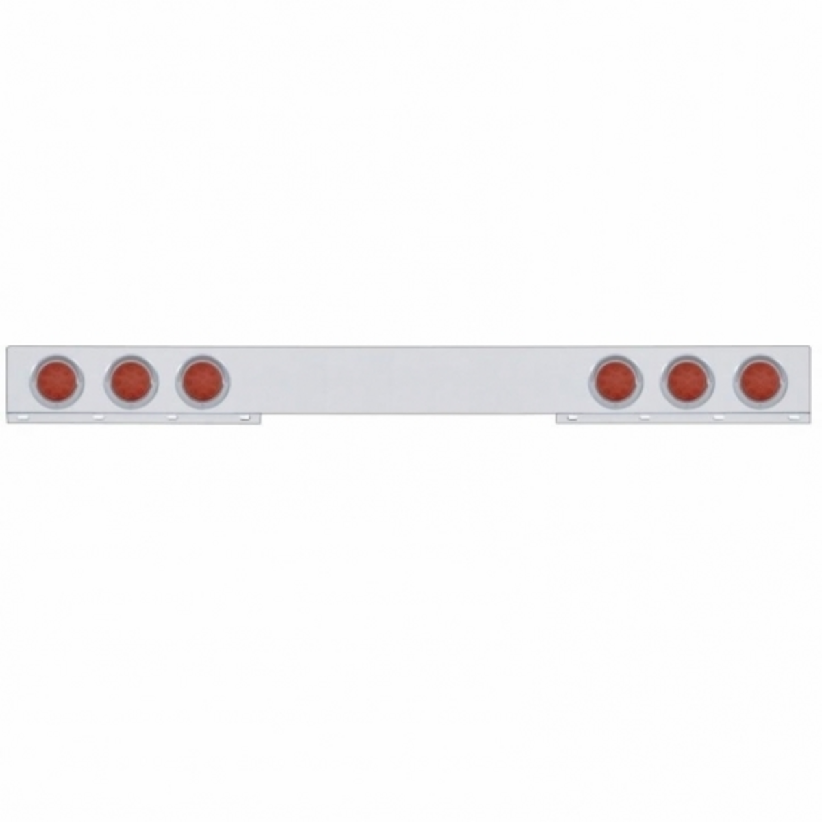 Stainless 1 Piece Rear Light Bar With Six 12 LED 4" Reflector Lights & Visors - Red LED/Red Lens