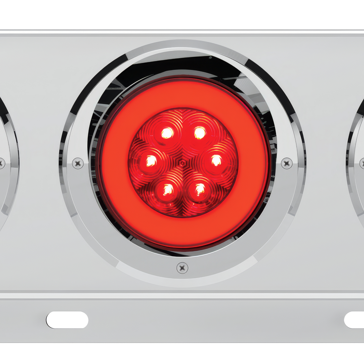3-3/4" Bolt Pattern Deluxe SS Spring Loaded Bar W/6X 21 Red LED 4" GloLight & Visors -Red Lens (Pair)