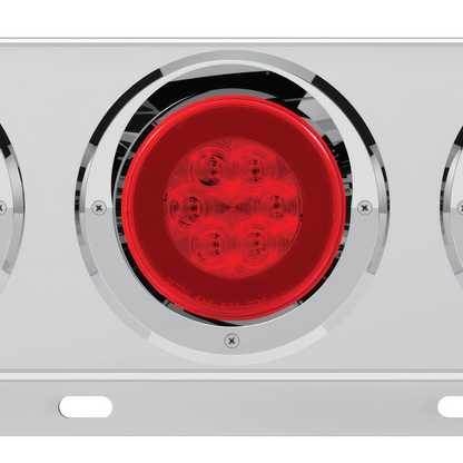 3-3/4" Bolt Pattern Deluxe SS Spring Loaded Bar W/6X 21 Red LED 4" GloLight & Visors -Red Lens (Pair)