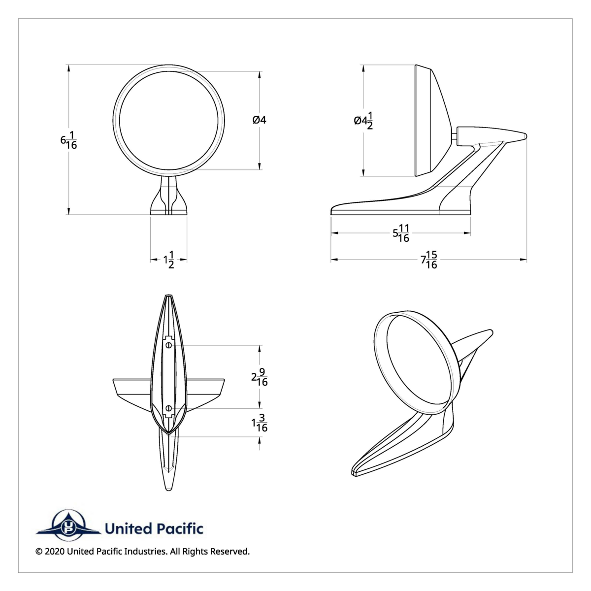 Exterior Mirror With Bow Tie Logo For 1959-60 Chevy Impala