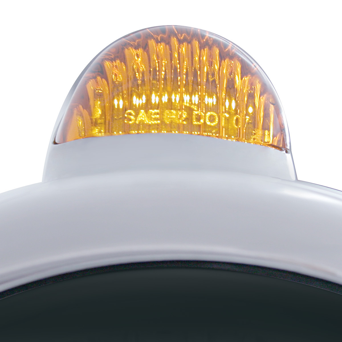 Stainless Steel Guide 682-C Headlight H4 With White LED & Dual Mode LED Signal - Amber Lens