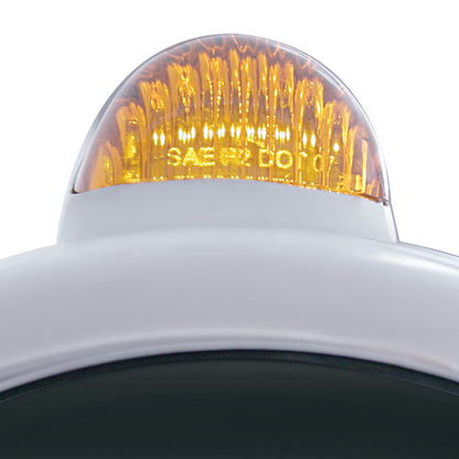 Stainless Steel Guide 682-C Headlight H4 With White LED & Dual Mode LED Signal - Amber Lens