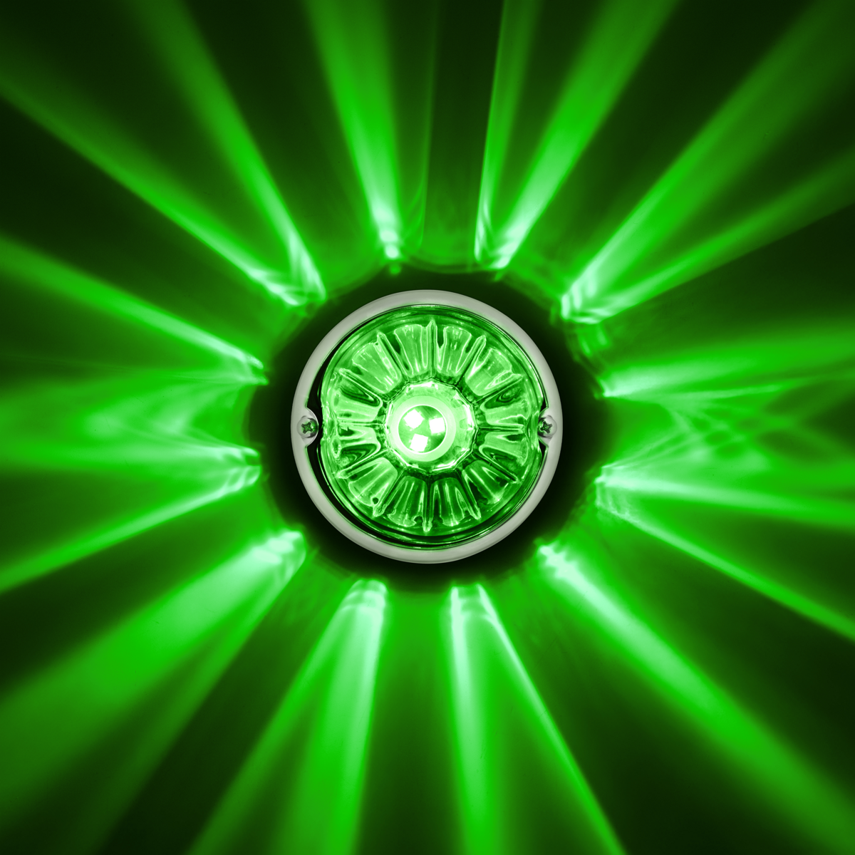 UltraBurst Glass Watermelon Flush Mount Kit With 18 LED Bulb-Green LED/Clear Lens