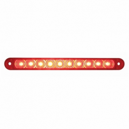 10 LED 6-1/2" Light Bar Only (Stop, Turn & Tail) - Red LED/Red Lens (Bulk)
