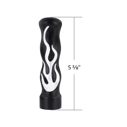 1/2"-13 Thread On Flame Gearshift Knob - Black With Chrome Flame