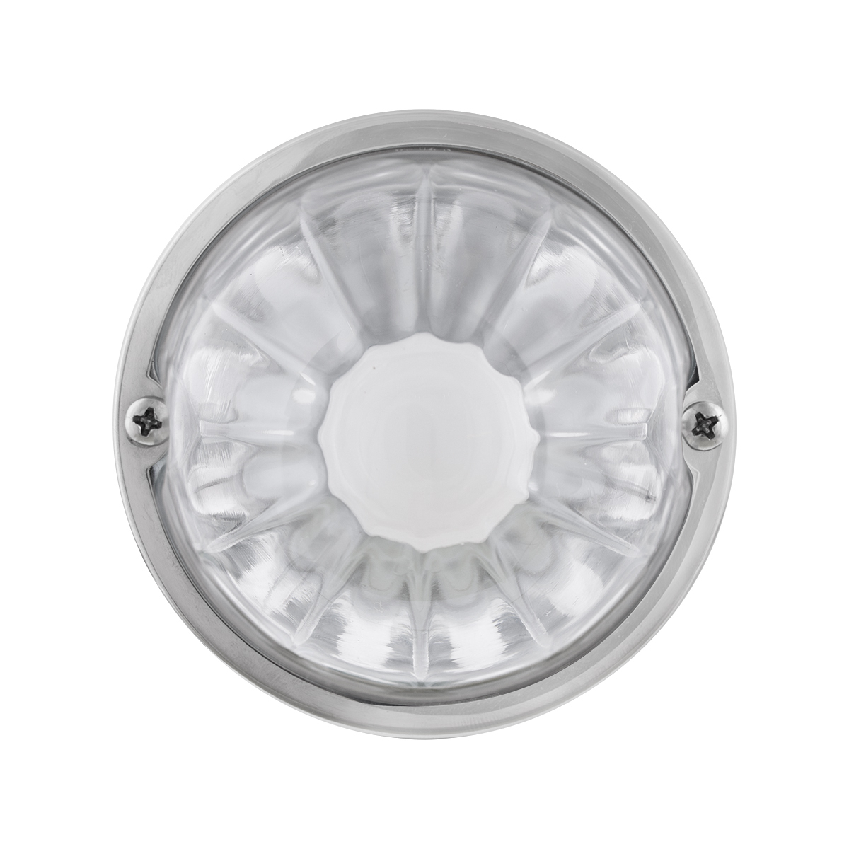 Dual Function Glass Watermelon Flush Mount Kit With LED Bulb - White LED/Clear Lens