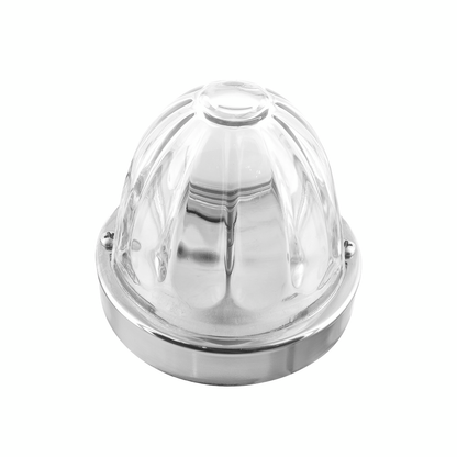 Dual Function Glass Watermelon Flush Mount Kit With LED Bulb - White LED/Clear Lens