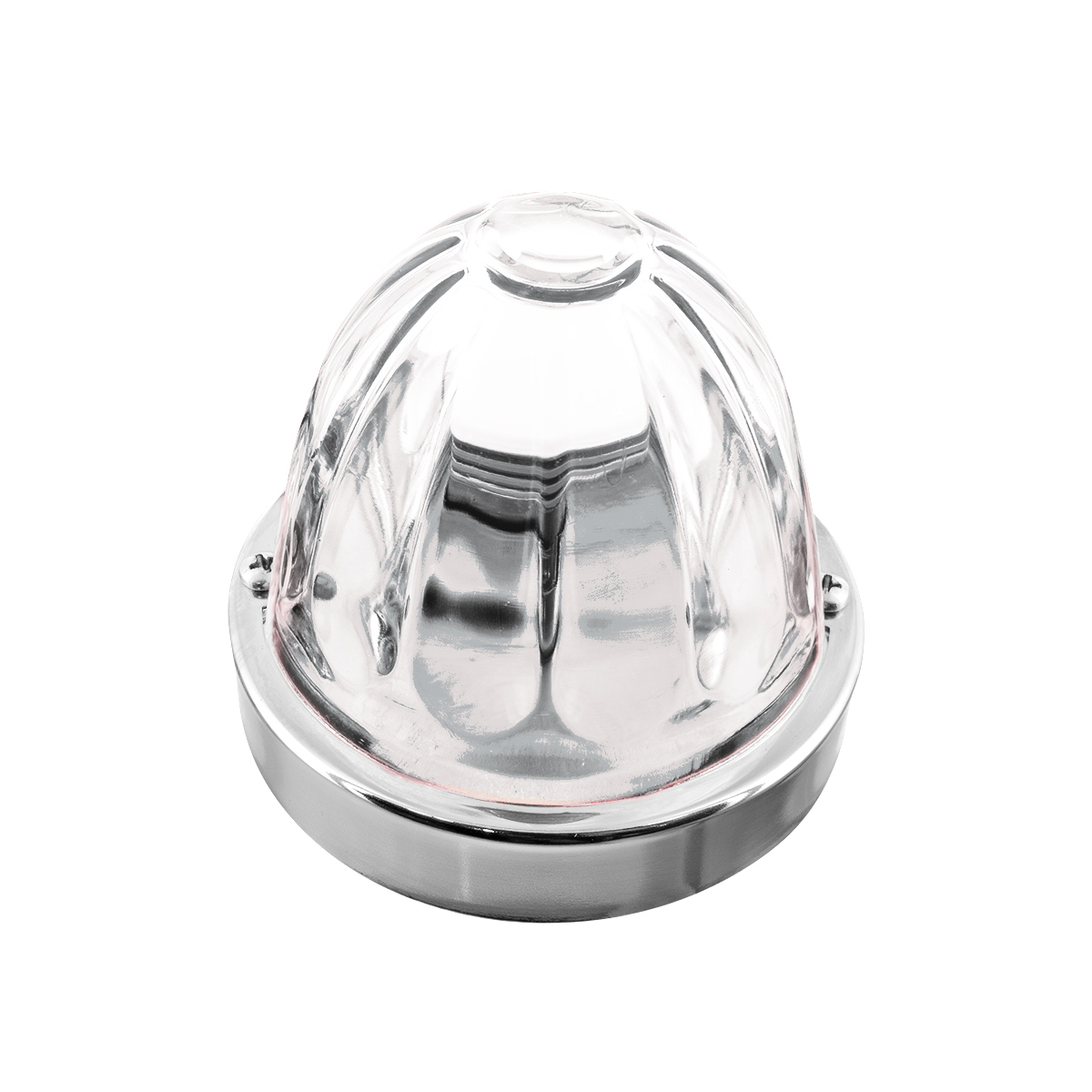 Dual Function Glass Watermelon Flush Mount Kit With LED Bulb - White LED/Clear Lens