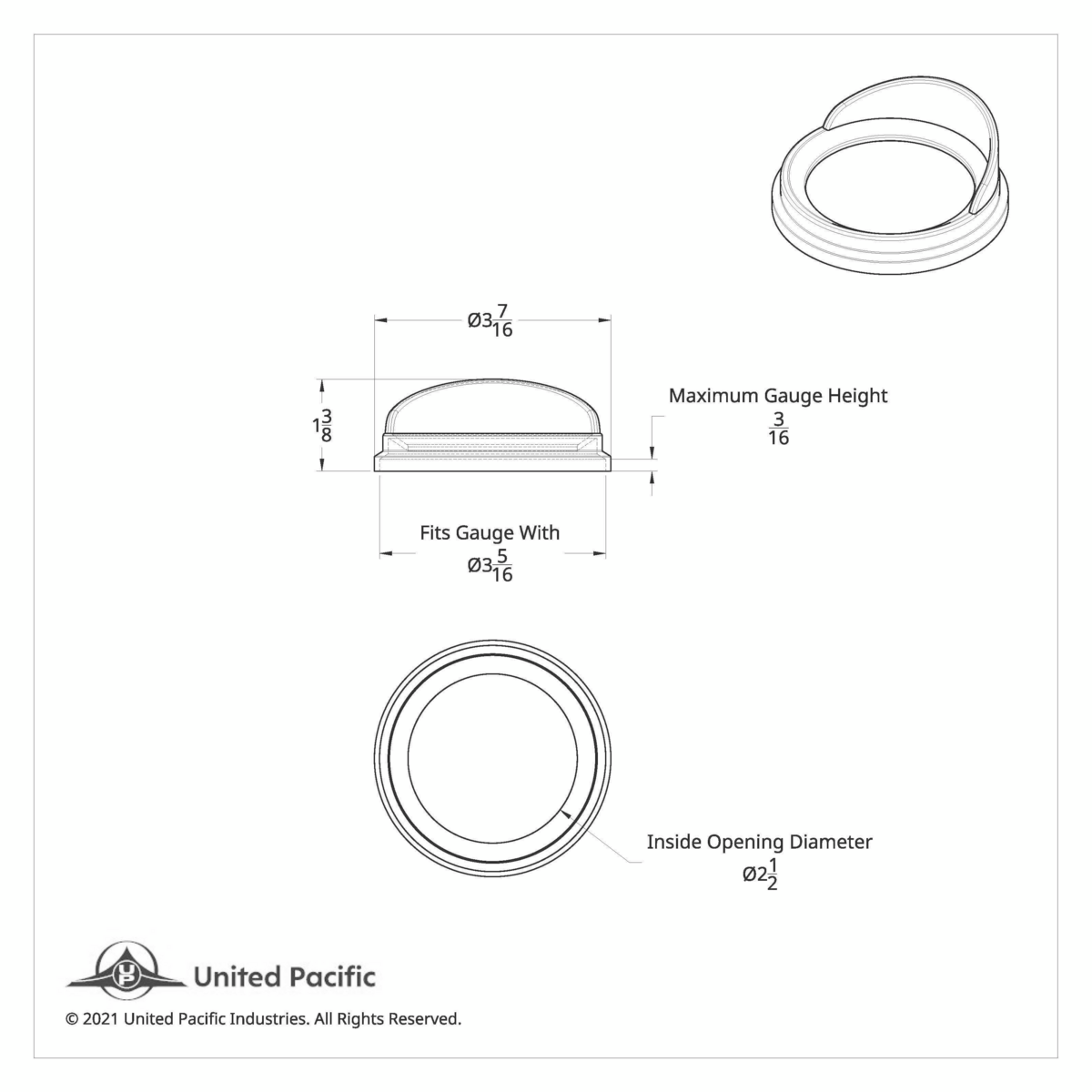 Pyrometer Gauge Cover With Visor For Kenworth/Peterbilt - Classic Design