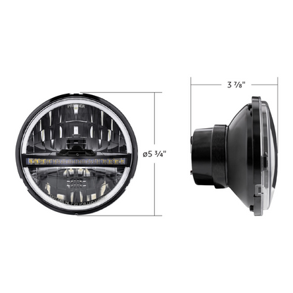 ULTRALIT - High Power LED 5-3/4" Headlight With LED DRL/Position Light - Black