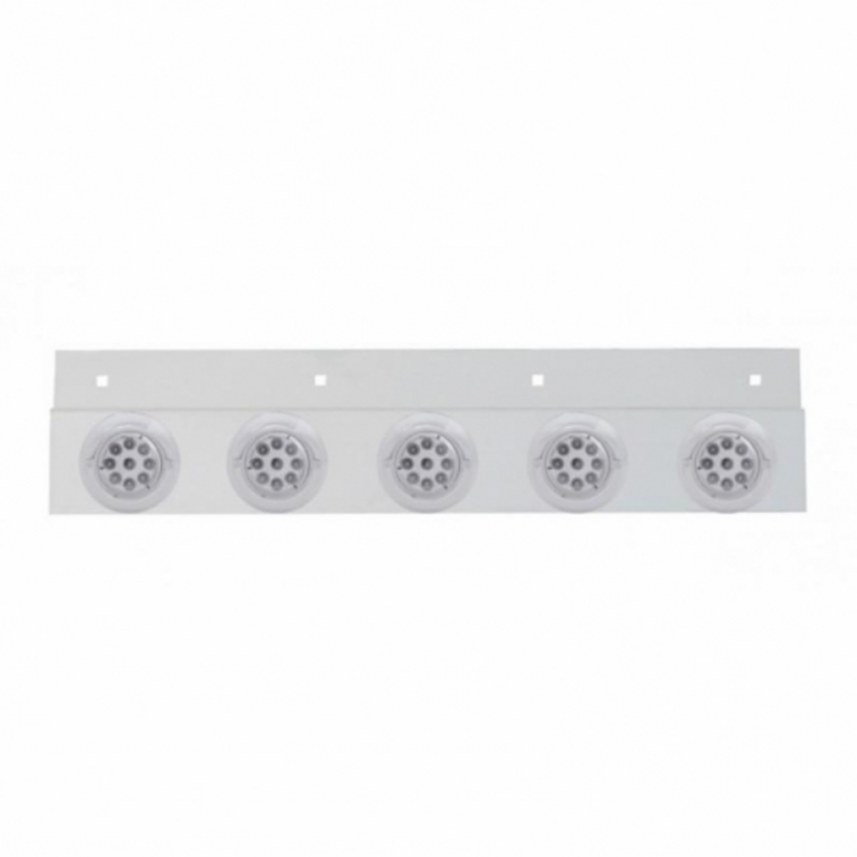 Stainless Top Mud Flap Plate With 5X 9 LED 2" Reflector Lights & Visors - Red LED/Clear Lens (Each)