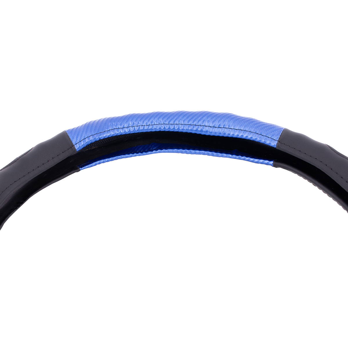 18" Carbon Fiber Pattern Steering Wheel Cover - Blue Stitching