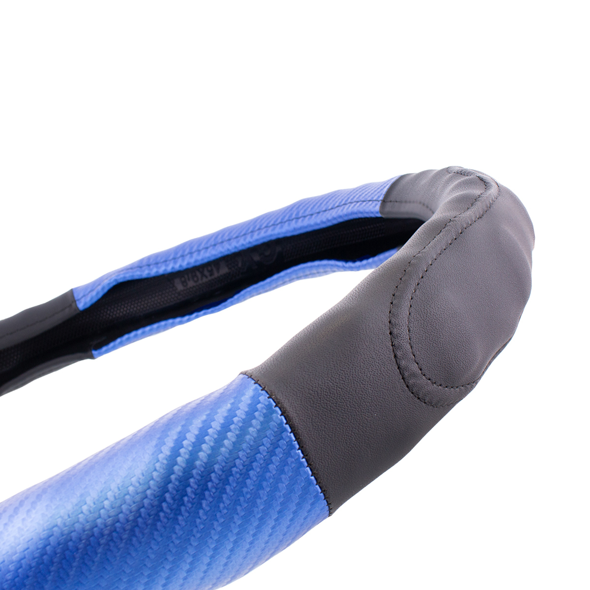 18" Carbon Fiber Pattern Steering Wheel Cover - Blue Stitching