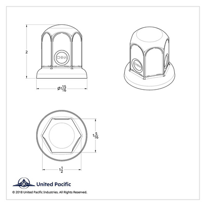 33mm X 2" Chrome Steel Standard Nut Cover With Flange
