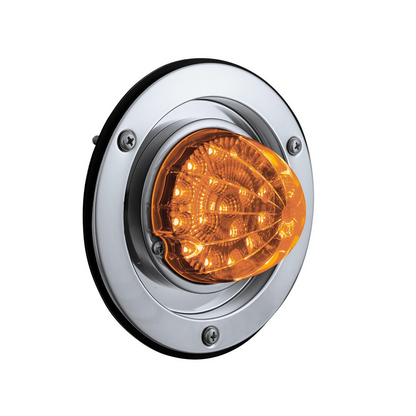 17 LED Dual Function Watermelon Reflector Light Sleeper Bunk Kit With 304 SS Bezel-Amber LED/Amber Lens