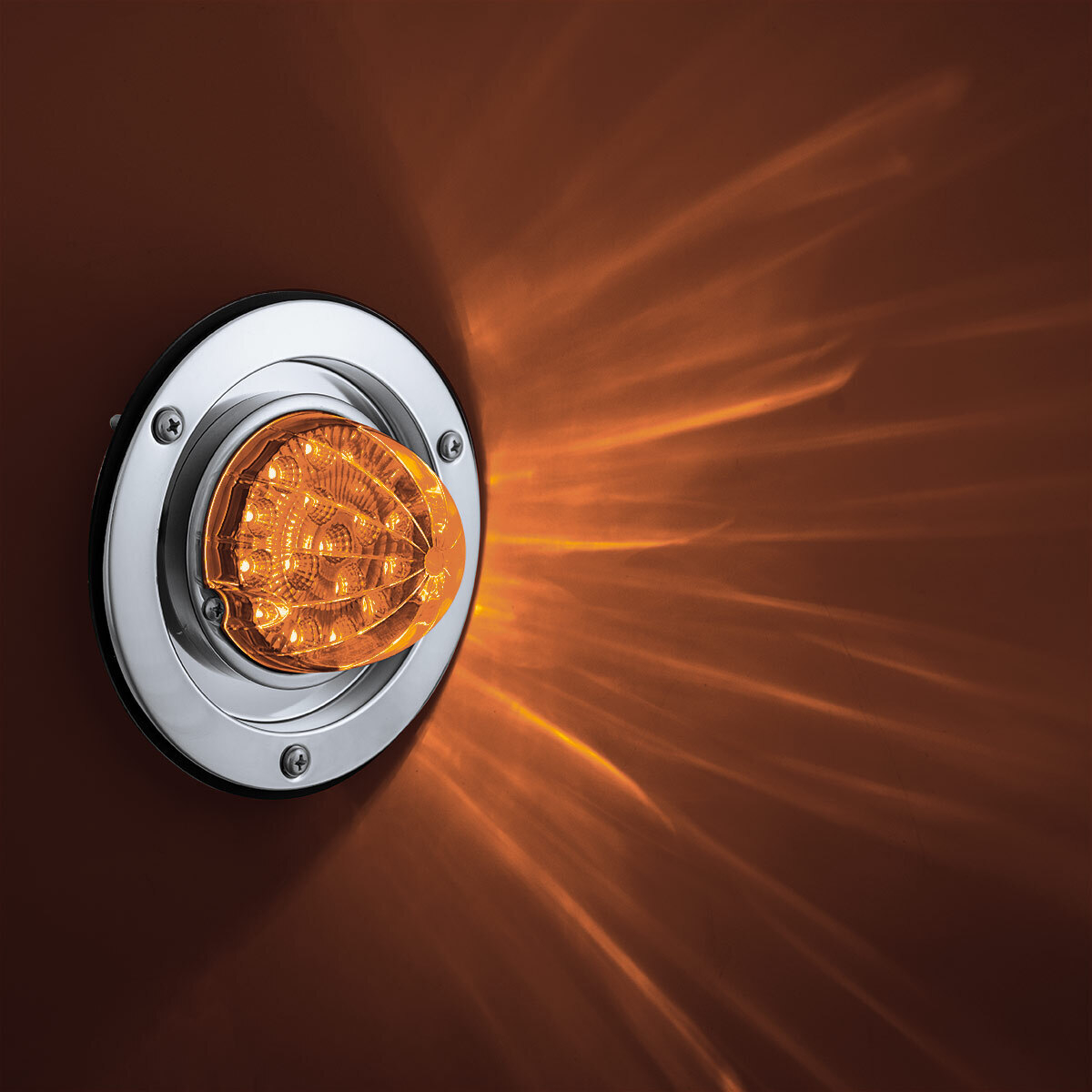 17 LED Dual Function Watermelon Reflector Light Sleeper Bunk Kit With 304 SS Bezel-Amber LED/Amber Lens