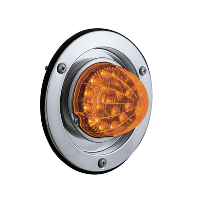 17 LED Dual Function Watermelon Reflector Light Sleeper Bunk Kit With 304 SS Bezel-Amber LED/Amber Lens
