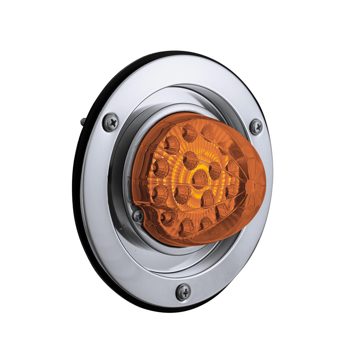 17 LED Dual Function Watermelon Reflector Light Sleeper Bunk Kit With 304 SS Bezel-Amber LED/Amber Lens