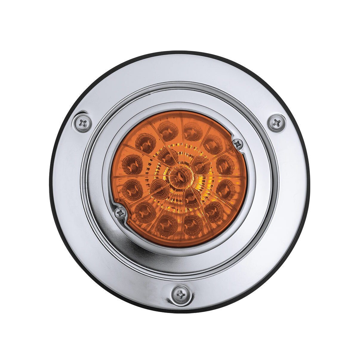 17 LED Dual Function Watermelon Reflector Light Sleeper Bunk Kit With 304 SS Bezel-Amber LED/Amber Lens