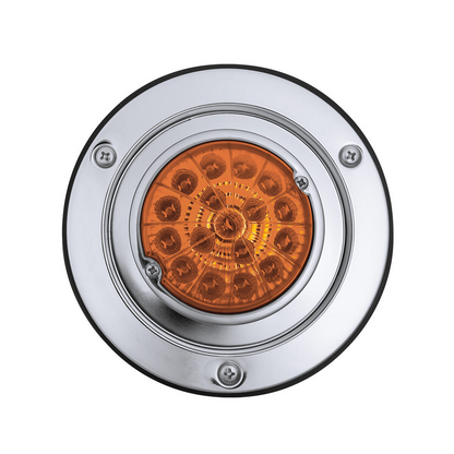 17 LED Dual Function Watermelon Reflector Light Sleeper Bunk Kit With 304 SS Bezel-Amber LED/Amber Lens