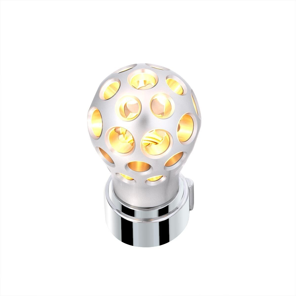 Thread-On Annodized Phoenix Ball Gearshift Knob With LED 9/10 Speed Adapter-Amber LED