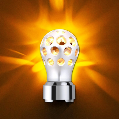 Thread-On Annodized Phoenix Ball Gearshift Knob With LED 9/10 Speed Adapter-Amber LED
